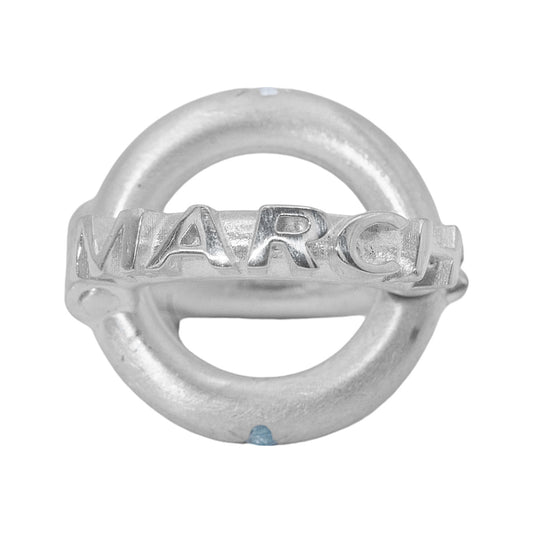 March 3D Inscription with Aquamarine Birthstone Charm