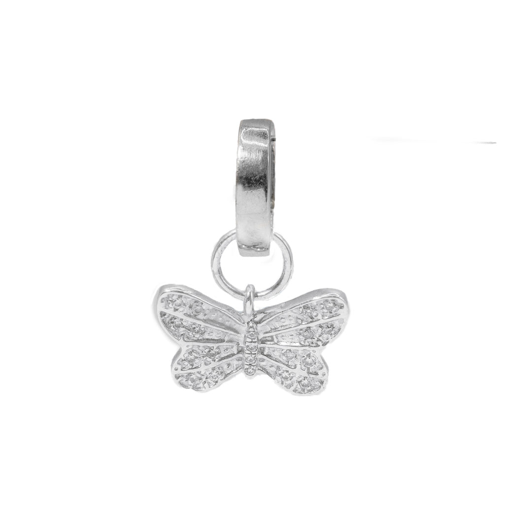 925 Sterling Silver Dangle Butterfly Diamond Charm