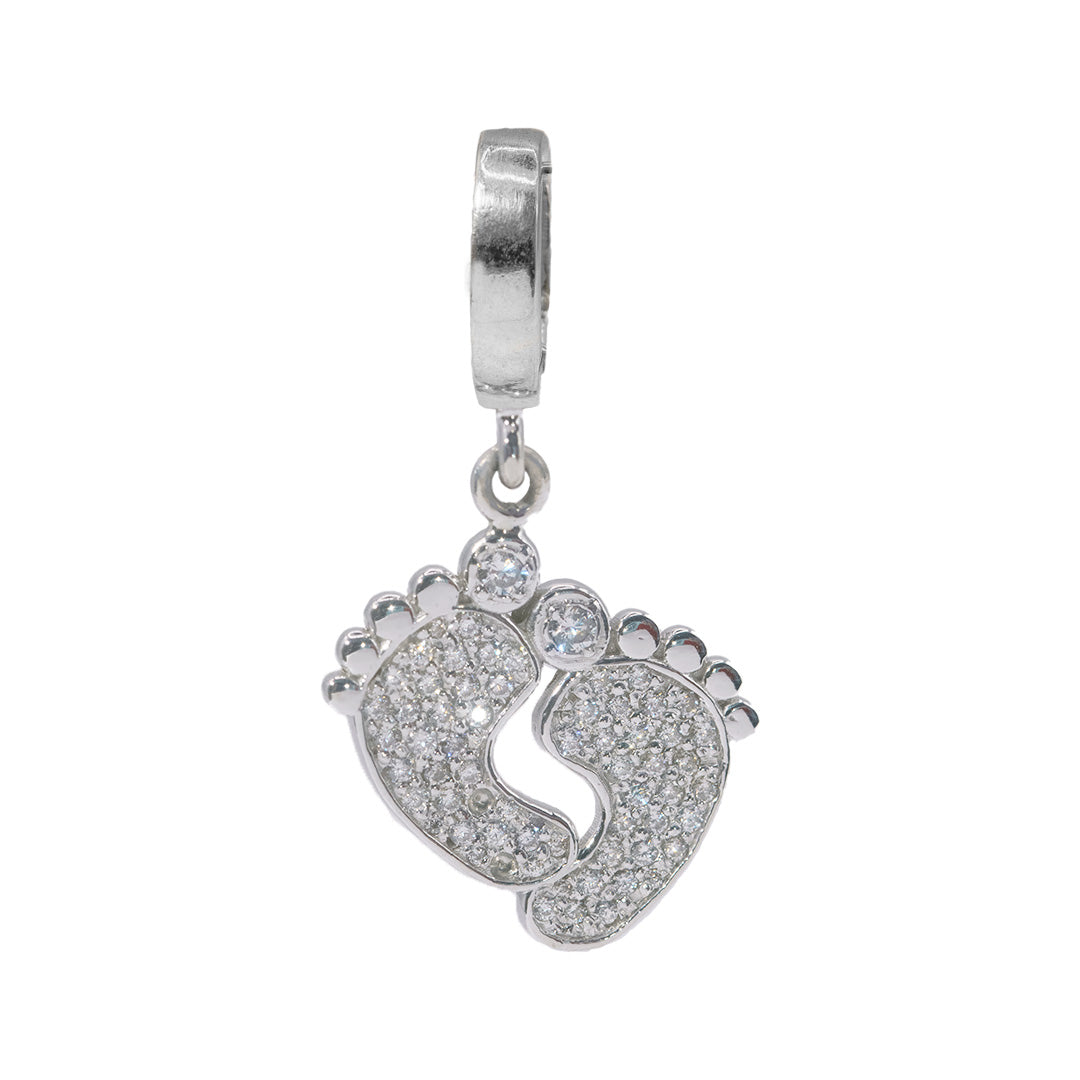 925 Sterling Silver Moissanite Diamond Baby Barefoot Dangle Charm