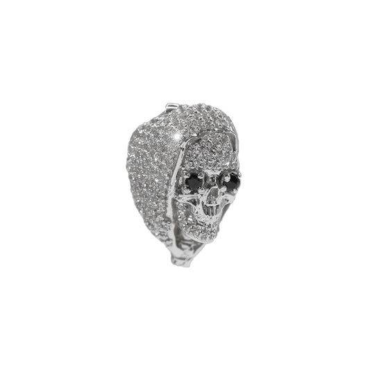 925 Sterling Silver Moissanite Diamond Skull Charm