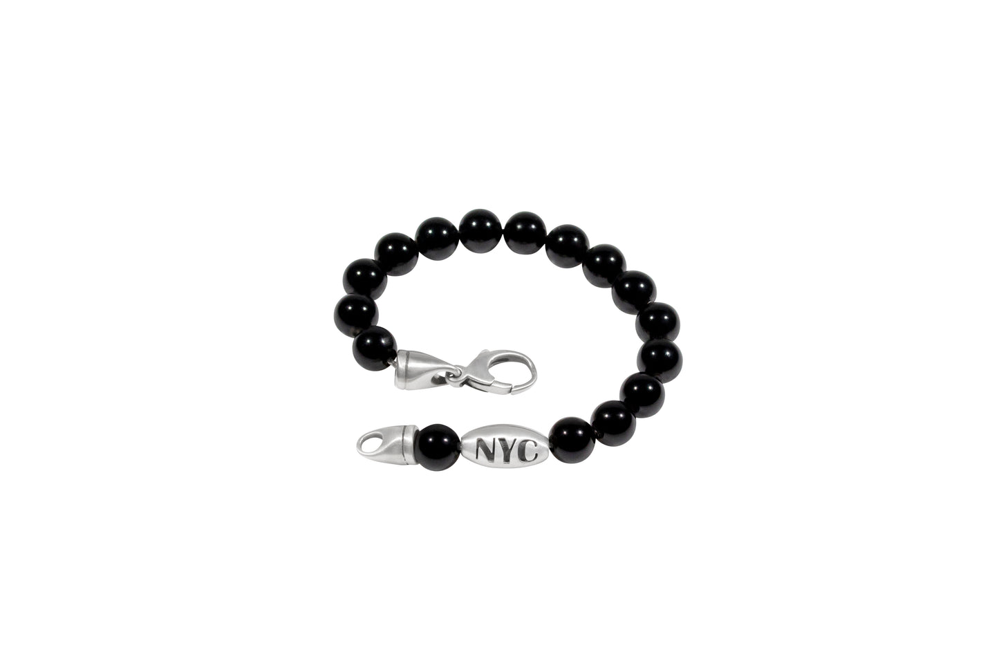 925 Sterling Silver Chain Embedded on Onyx Beaded Bracelet