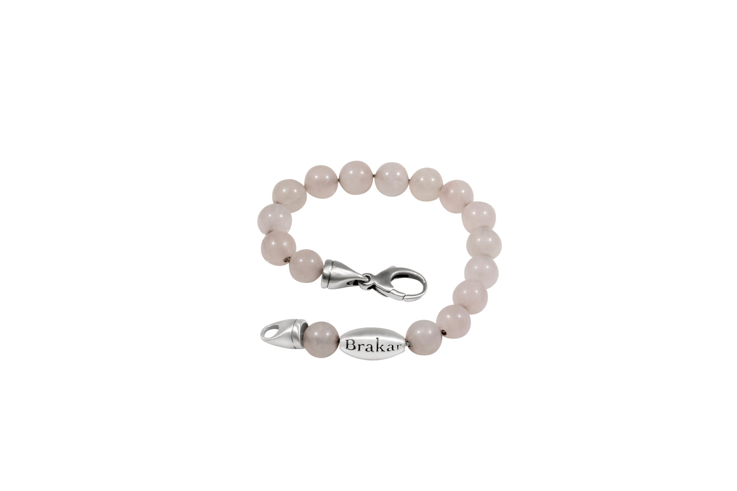 925 Sterling Silver Chain Embedded on Pink Rose Quartz Beaded Bracelet