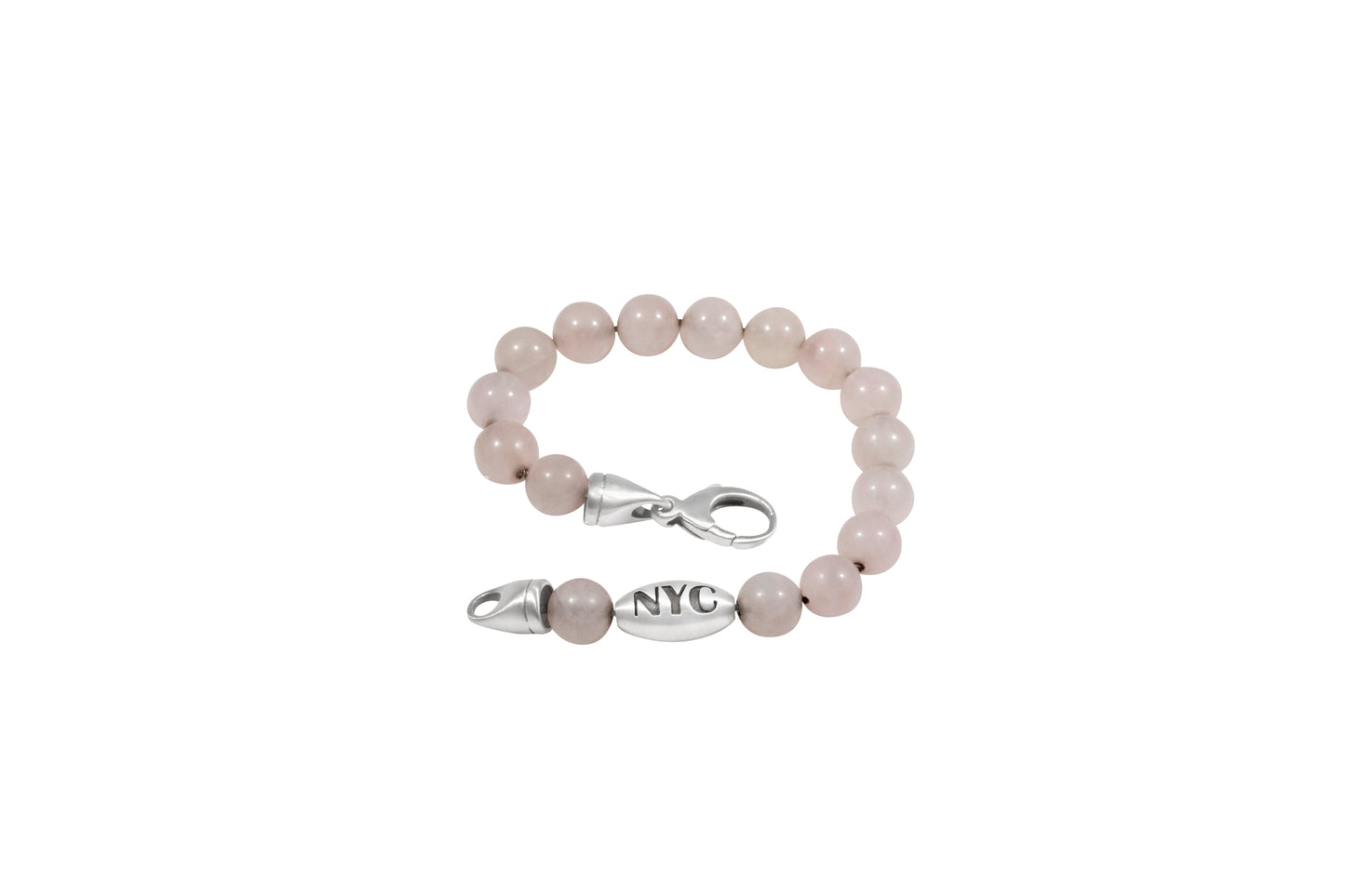 925 Sterling Silver Chain Embedded on Pink Rose Quartz Beaded Bracelet