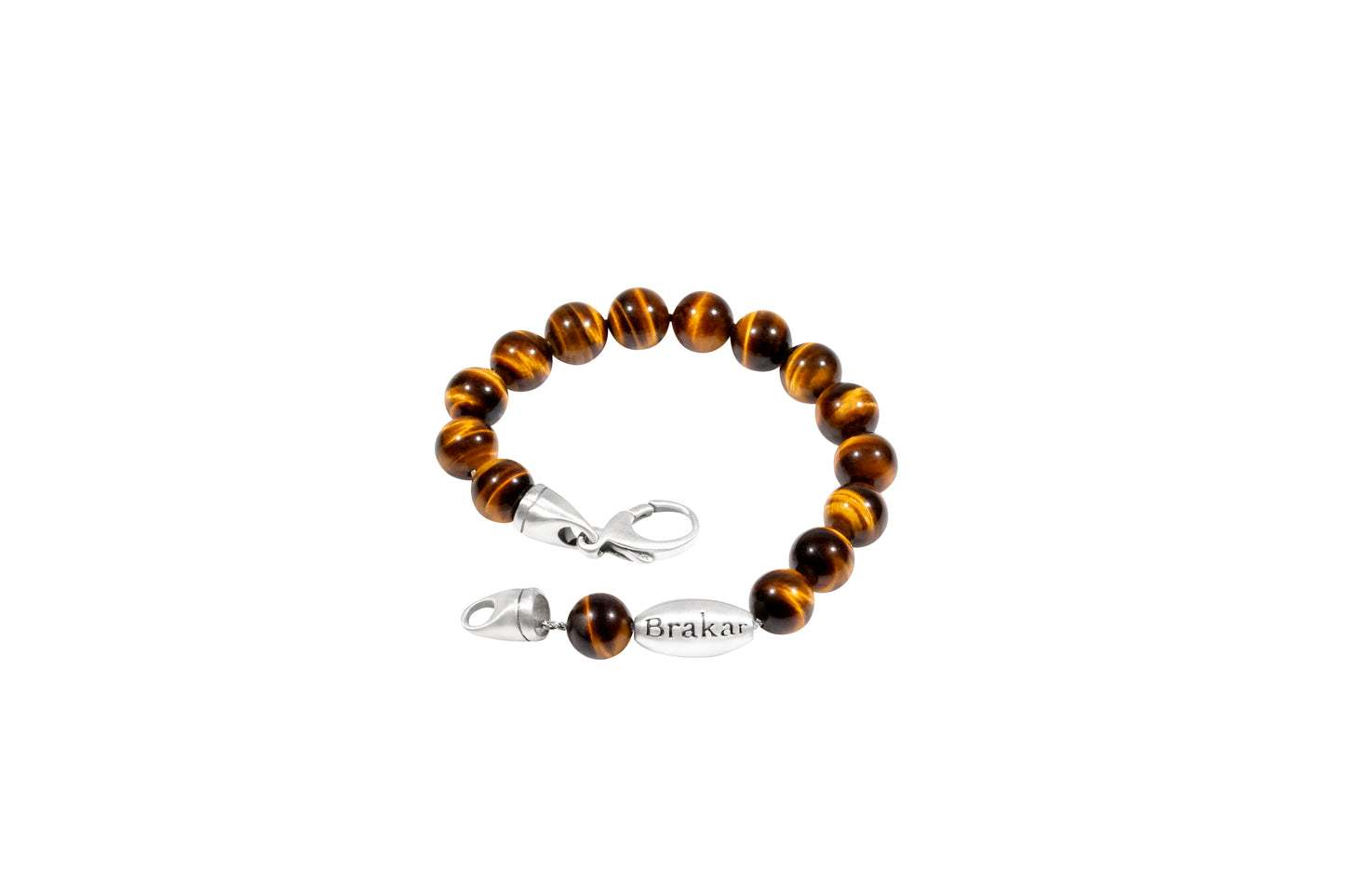 925 Sterling Silver Tiger Eye Bracelet with Charm