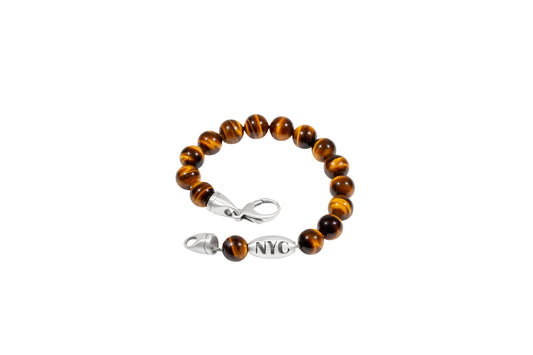 925 Sterling Silver Tiger Eye Bracelet with Charm