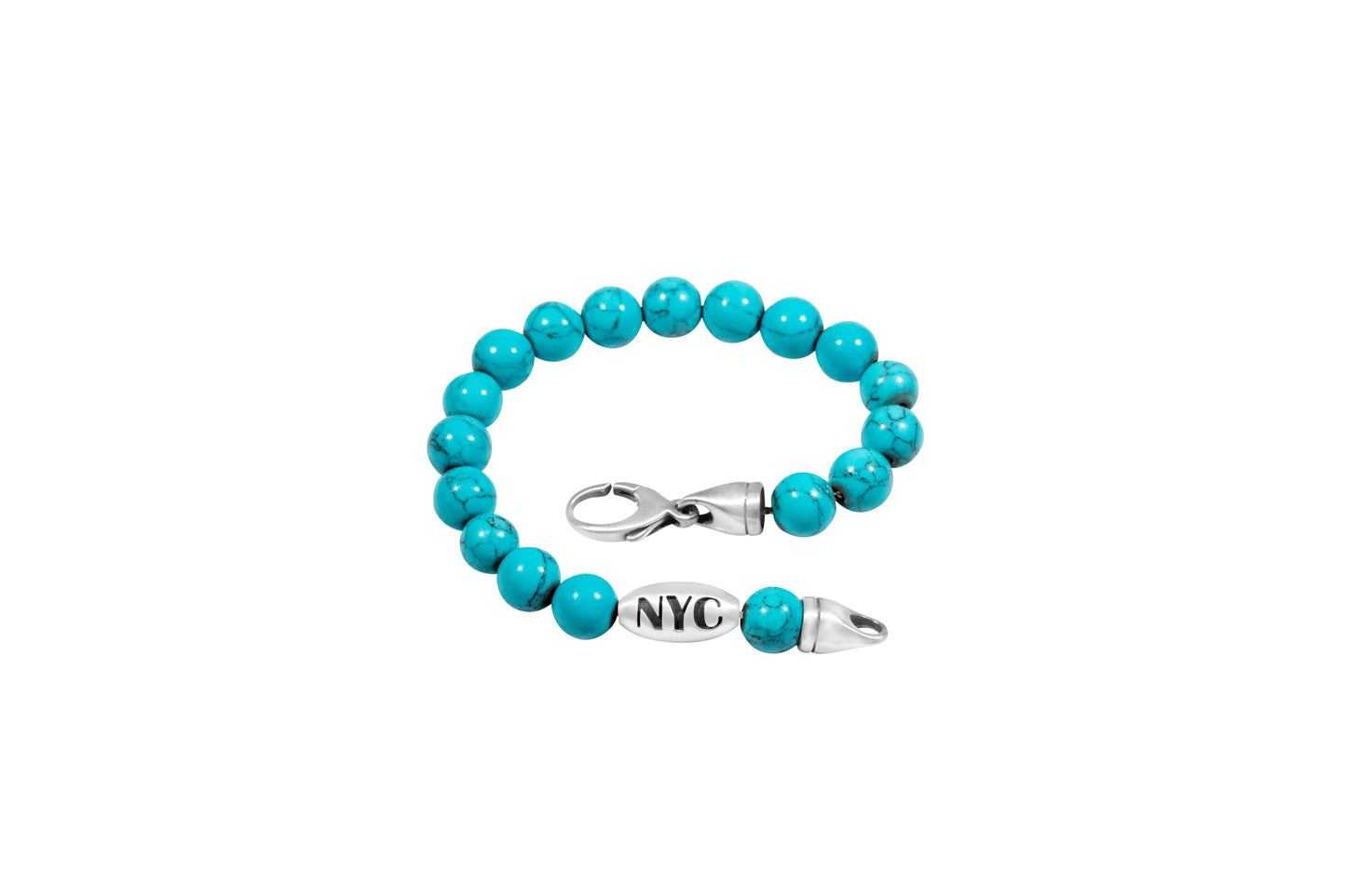 925 Sterling Silver Chain Embedded on Blue Magnesite Bracelet