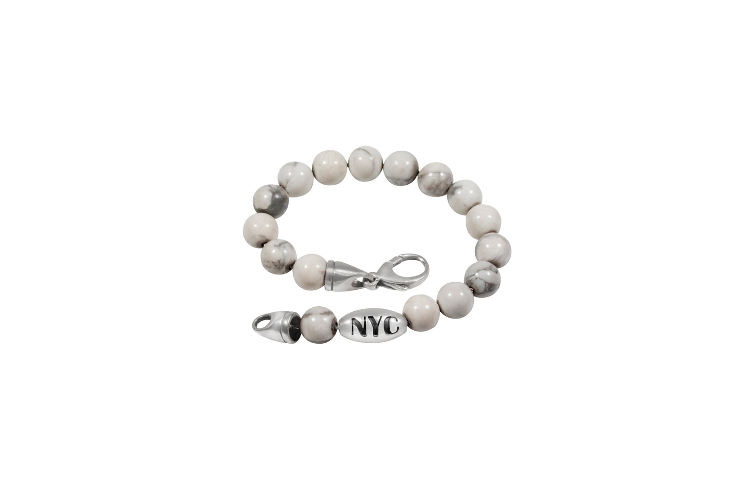 925 Sterling Silver Chain Embedded on White Howlite Bracelet