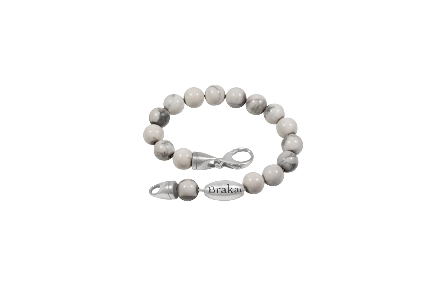 925 Sterling Silver Chain Embedded on White Howlite Bracelet