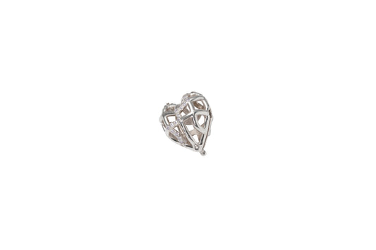 925 Sterling Silver Hallow Heart Diamond Charm