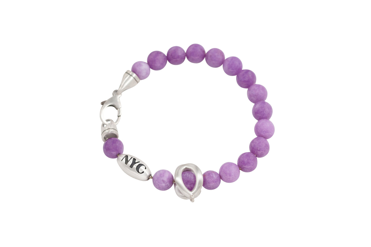 925 Sterling Silver Purple Amethyst Bracelet with Charm